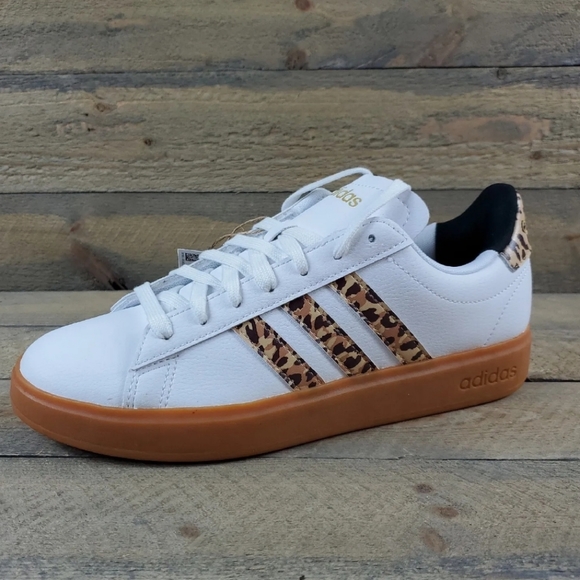 adidas Grand Court 2.0 Women's Casual Tennis Shoes White/Animal Print - Picture 3 of 8